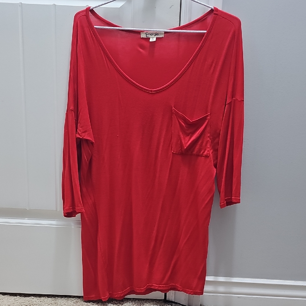Energie Vibrant Red Scoop Neck Top M Ladies Womans